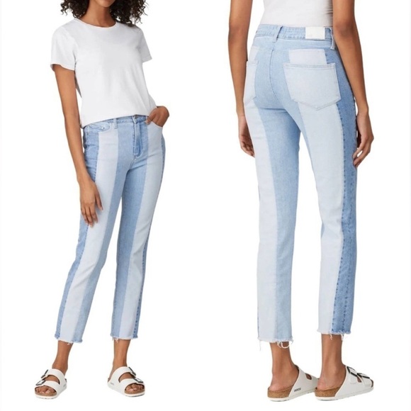 Paige Cindy Patchwork Raw Hem Jeans - Picture 1 of 3